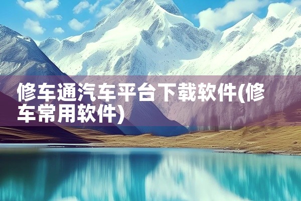 修车通汽车平台下载软件