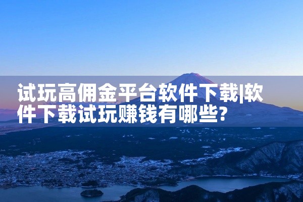 试玩高佣金平台软件下载